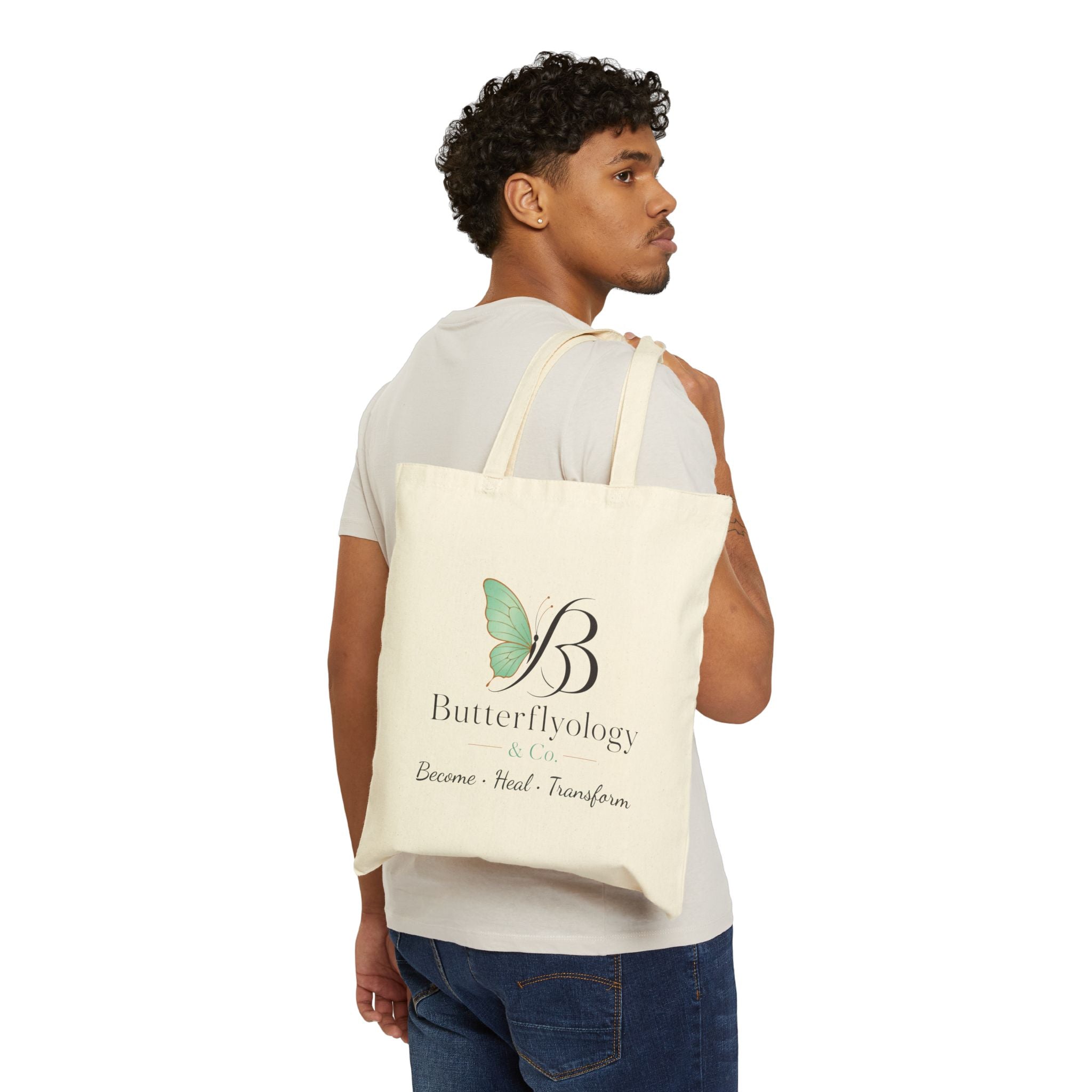 Butterfly Monogram Canvas Tote | Become • Heal • Transform'